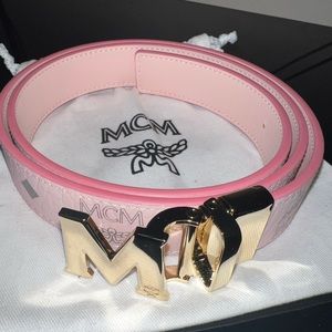 Pink MCM belt with dustbag